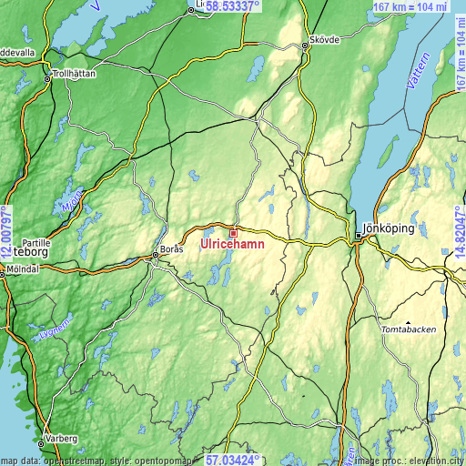 Topographic map of Ulricehamn