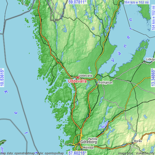 Topographic map of Uddevalla