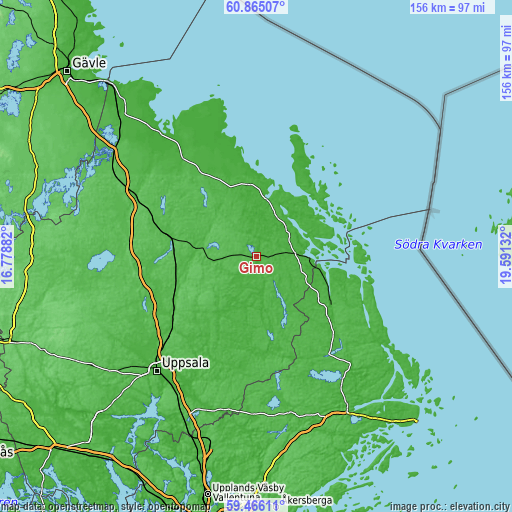 Topographic map of Gimo