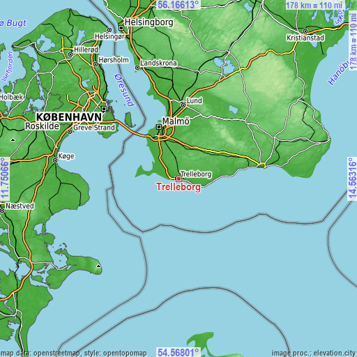 Topographic map of Trelleborg