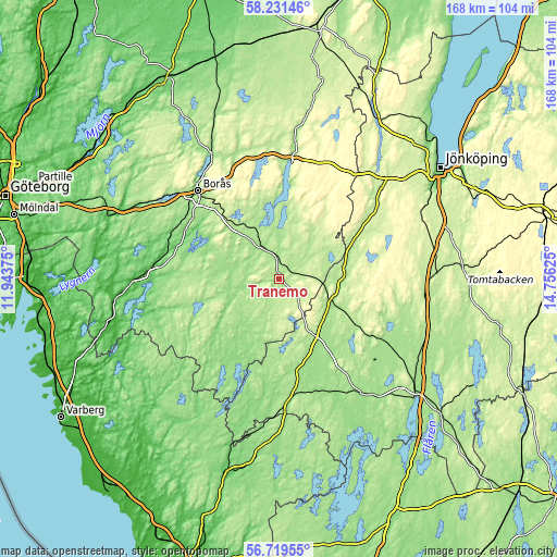 Topographic map of Tranemo