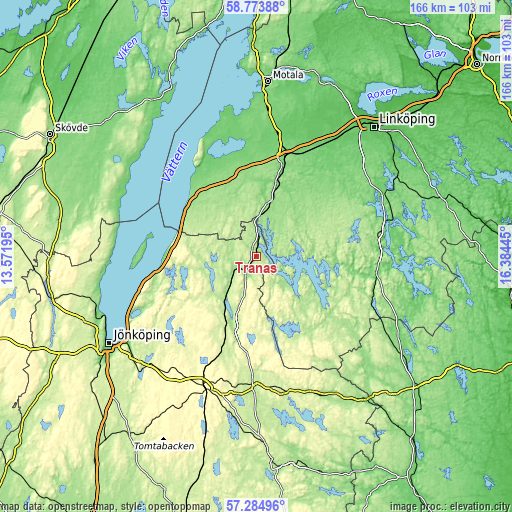 Topographic map of Tranås
