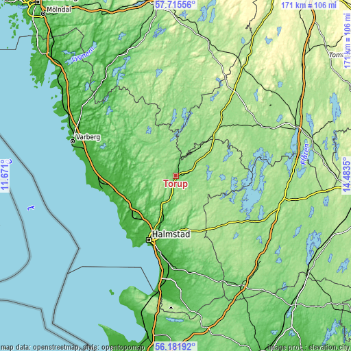 Topographic map of Torup