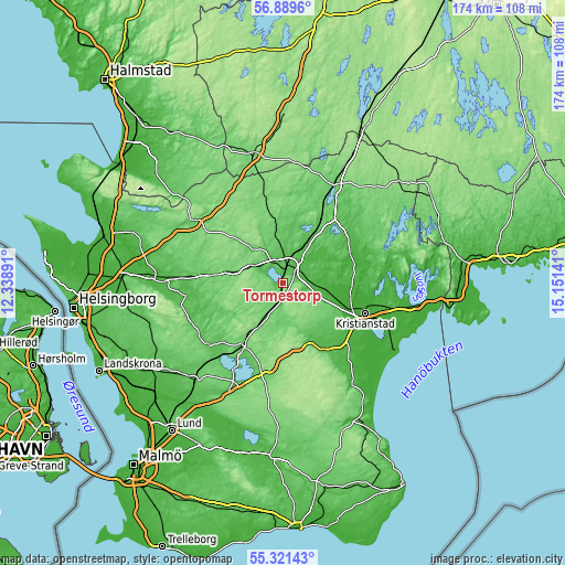 Topographic map of Tormestorp