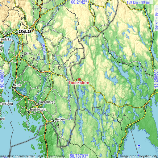 Topographic map of Töcksfors