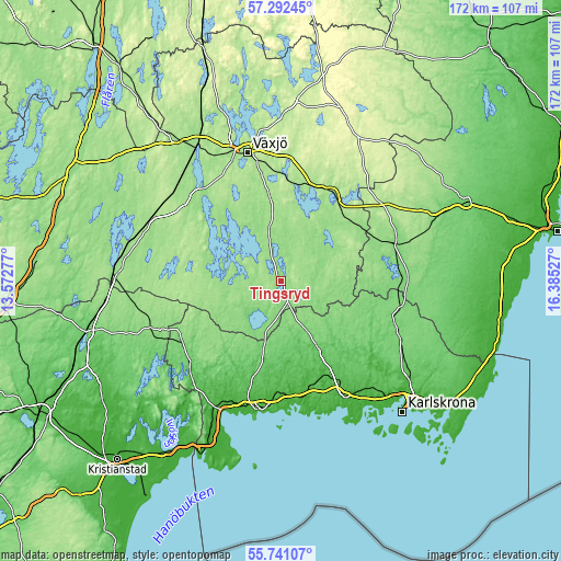 Topographic map of Tingsryd