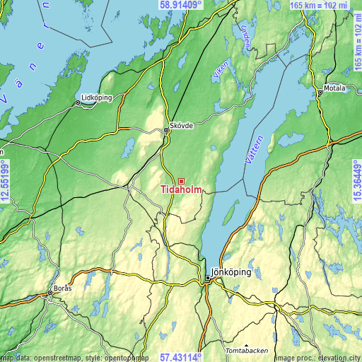 Topographic map of Tidaholm