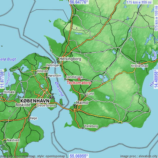 Topographic map of Teckomatorp