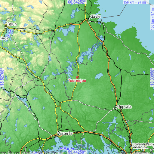 Topographic map of Tärnsjö