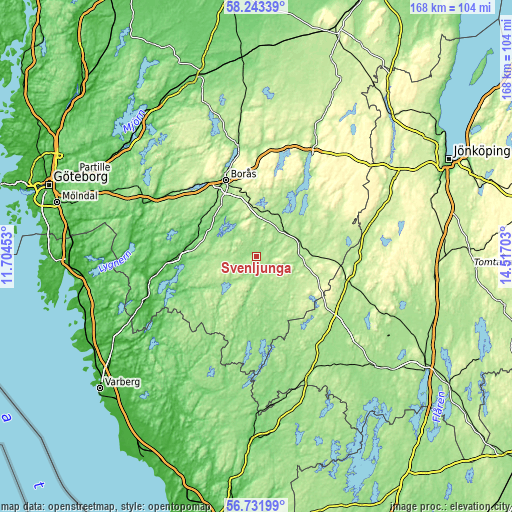 Topographic map of Svenljunga