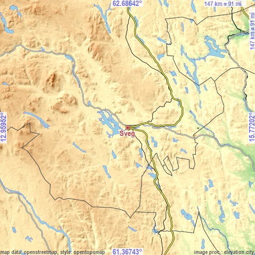 Topographic map of Sveg