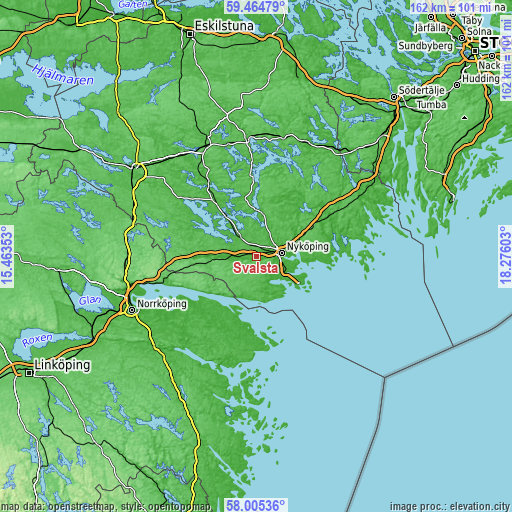 Topographic map of Svalsta