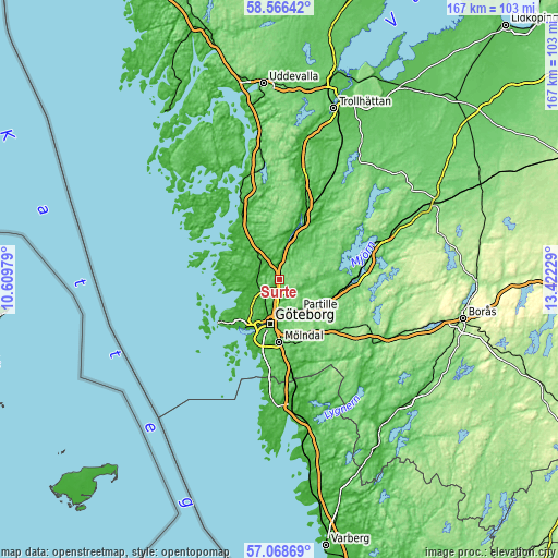 Topographic map of Surte