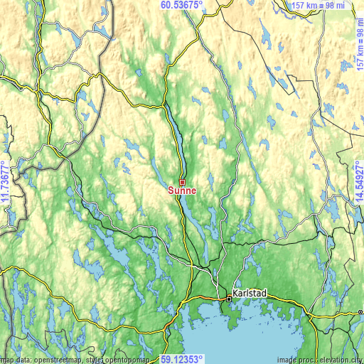 Topographic map of Sunne