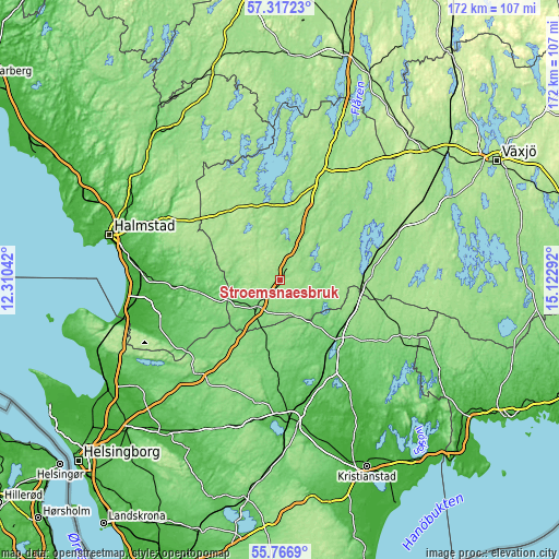 Topographic map of Strömsnäsbruk