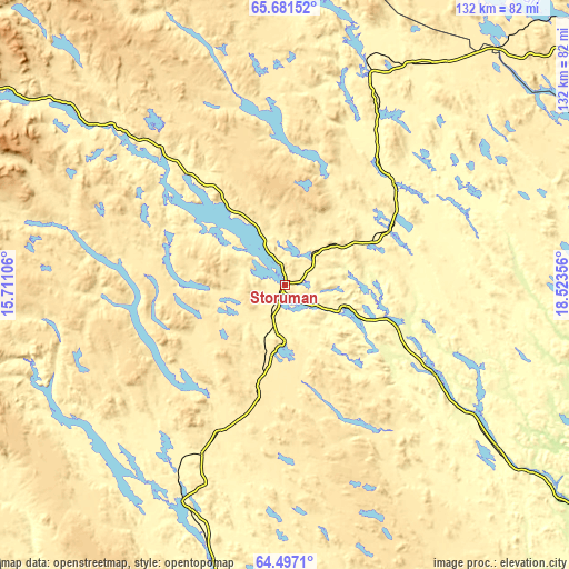 Topographic map of Storuman