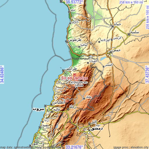 Topographic map of Sîr ed Danniyé