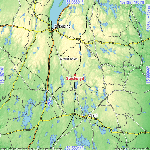 Topographic map of Stockaryd