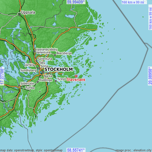 Topographic map of Stavsnäs