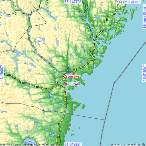 Topographic map of Söråker