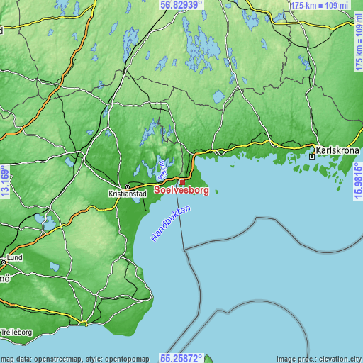 Topographic map of Sölvesborg