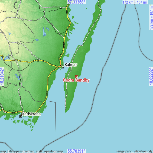 Topographic map of Södra Sandby