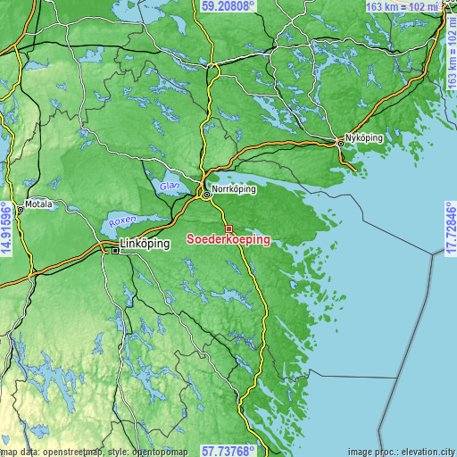 Topographic map of Söderköping