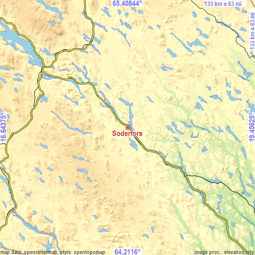 Topographic map of Söderfors