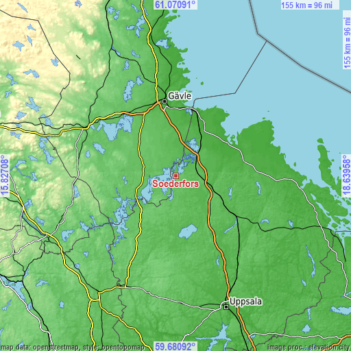 Topographic map of Söderfors