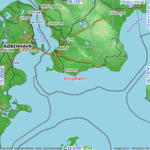 Topographic map of Smygehamn