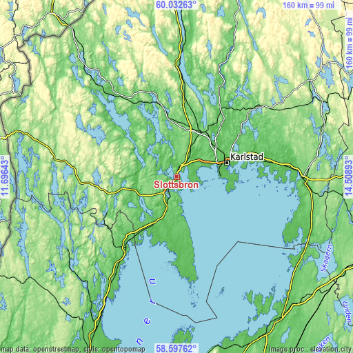 Topographic map of Slottsbron