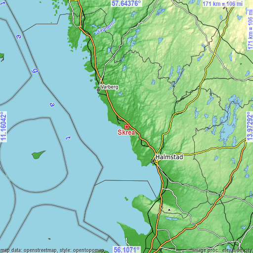 Topographic map of Skrea
