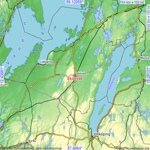 Topographic map of Skövde