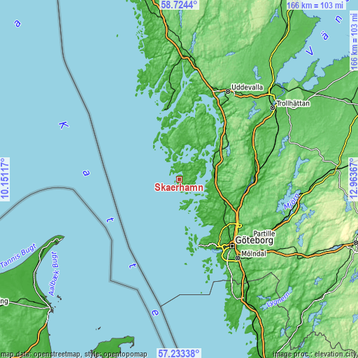 Topographic map of Skärhamn