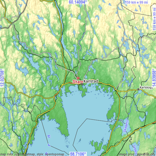 Topographic map of Skåre