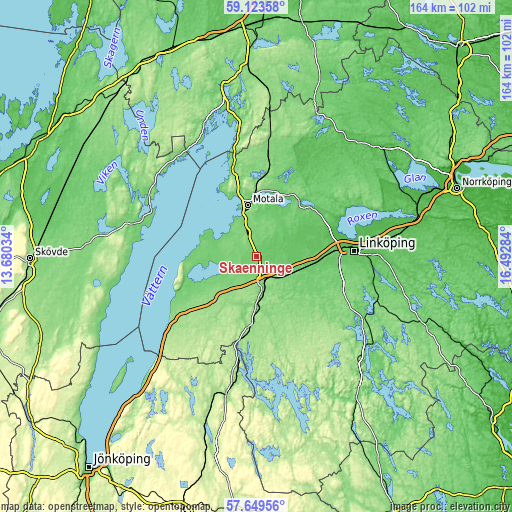 Topographic map of Skänninge