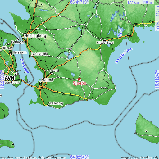 Topographic map of Sjöbo
