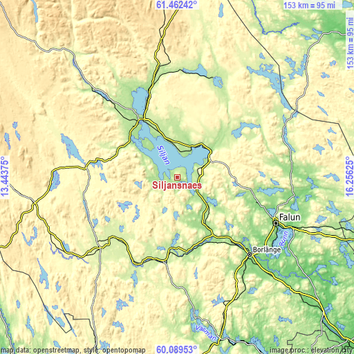 Topographic map of Siljansnäs