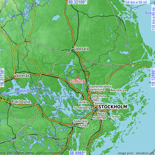 Topographic map of Sigtuna