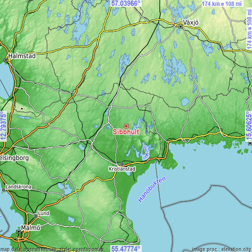 Topographic map of Sibbhult