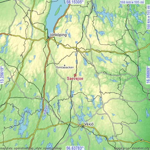 Topographic map of Sävsjö