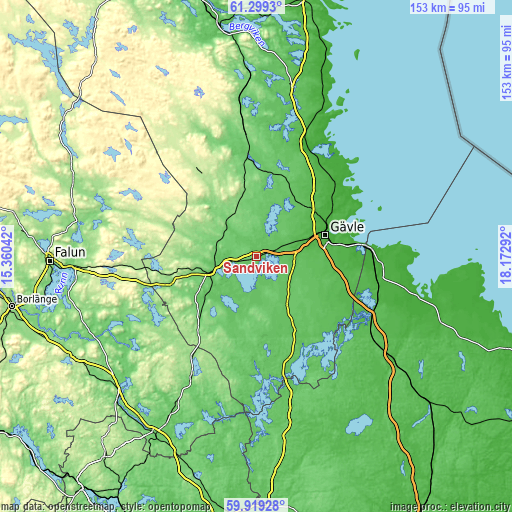 Topographic map of Sandviken