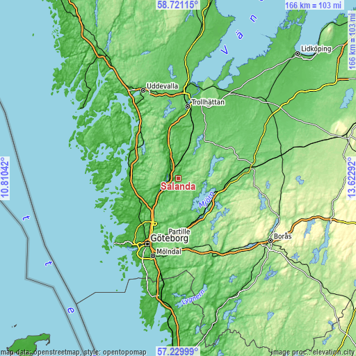Topographic map of Sålanda