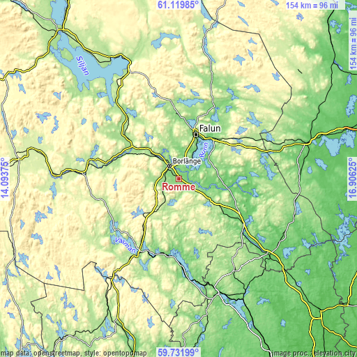 Topographic map of Romme