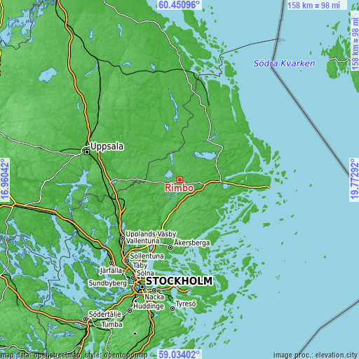 Topographic map of Rimbo
