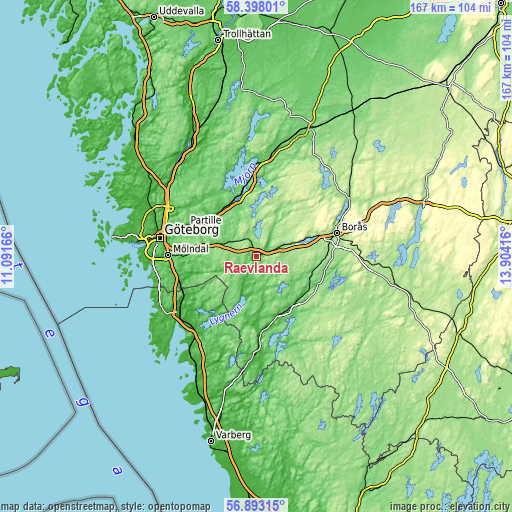 Topographic map of Rävlanda