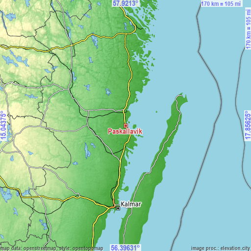 Topographic map of Påskallavik