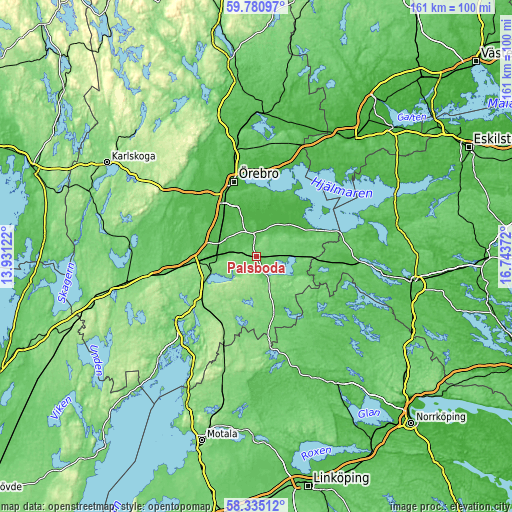 Topographic map of Pålsboda