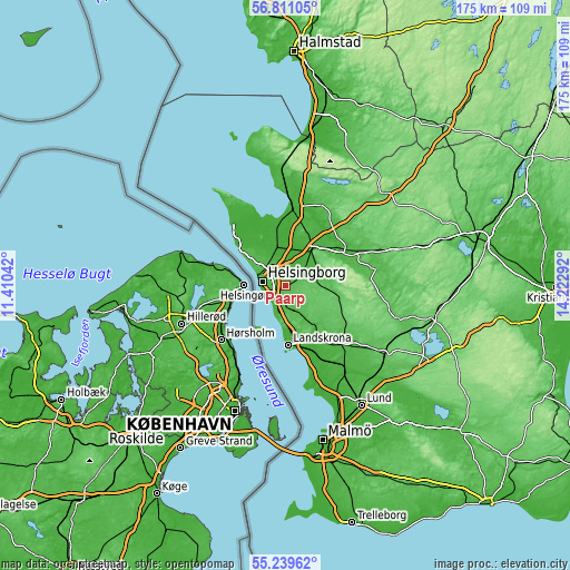 Topographic map of Påarp