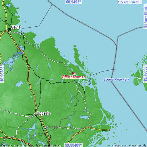 Topographic map of Östhammar